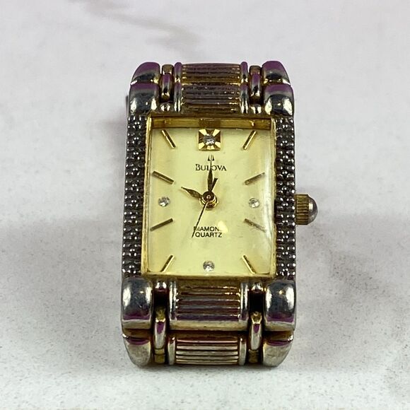 RARE Vintage Bulova 18k Gold Diamond Quartz Watch #185776 Swiss Made - Picture 4 of 10